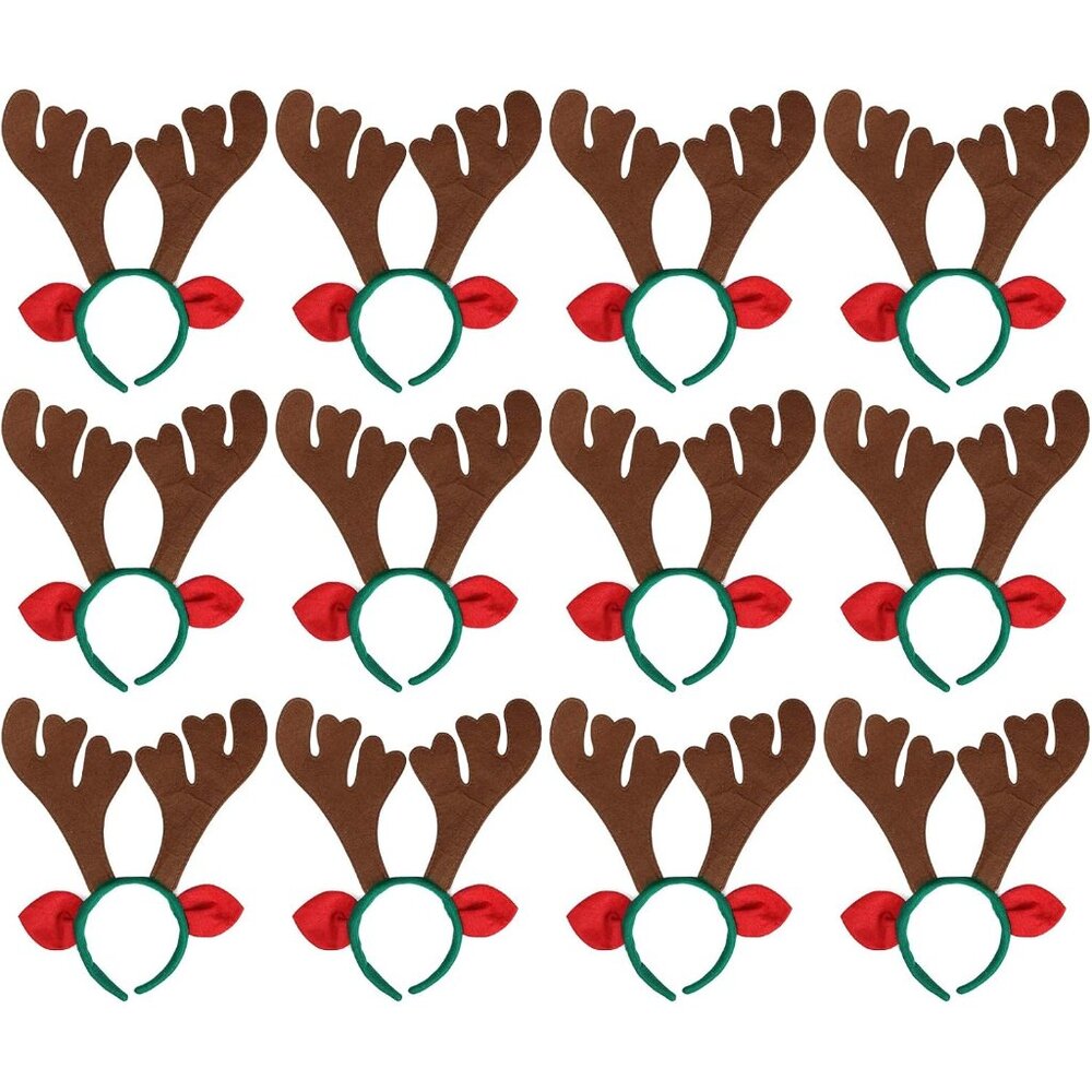 Stylish 12PCS Christmas Reindeer Headbands - Perfect for Holiday Celebrations